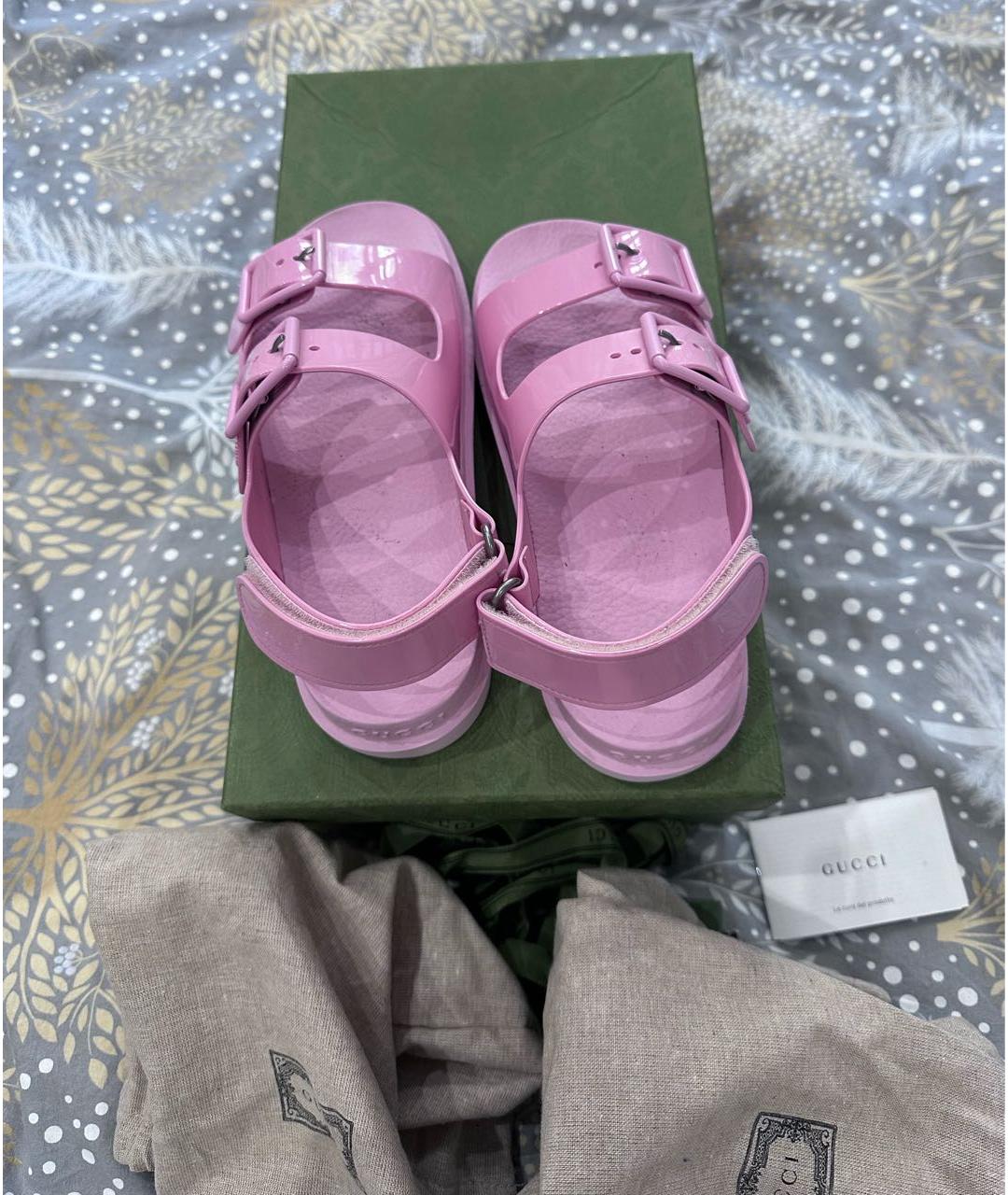 GUCCI Розовые резиновые сандалии, фото 3