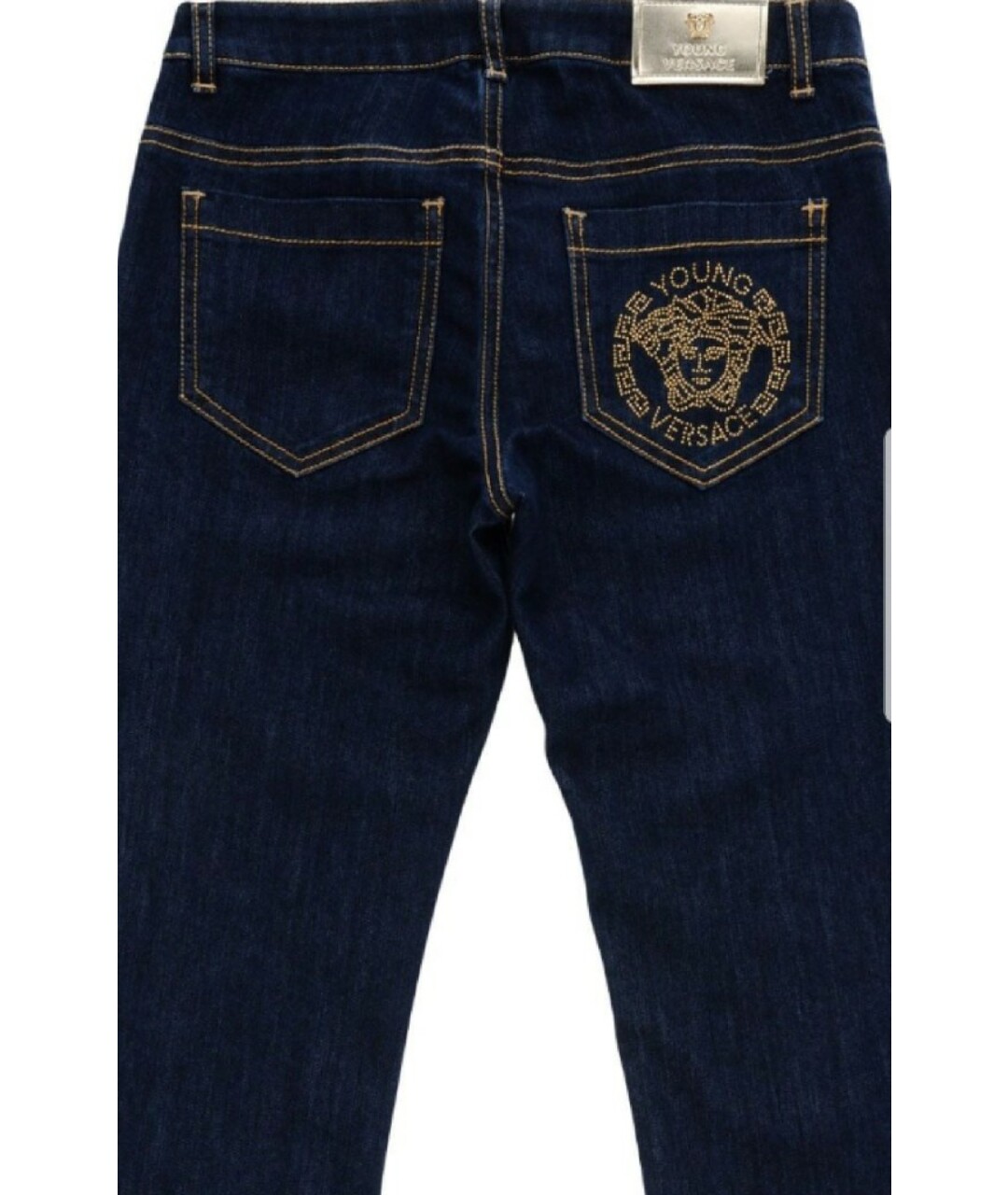 VERSACE Темно-синие хлопковые прямые джинсы, фото 2