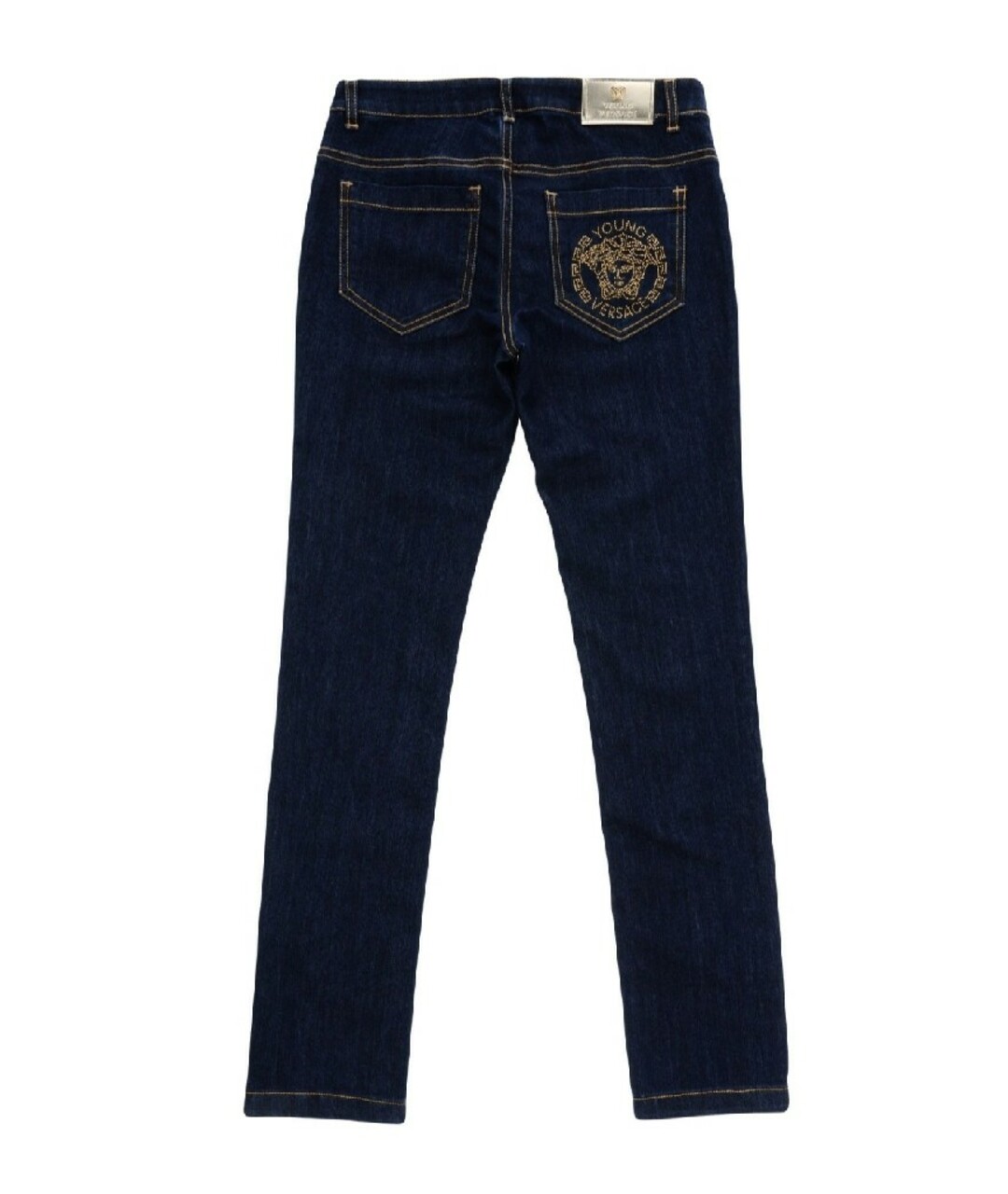 VERSACE Темно-синие хлопковые прямые джинсы, фото 3