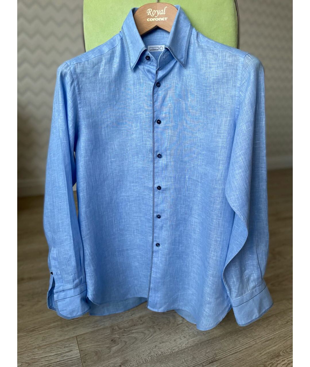 ZILLI Голубая льняная кэжуал рубашка, фото 7