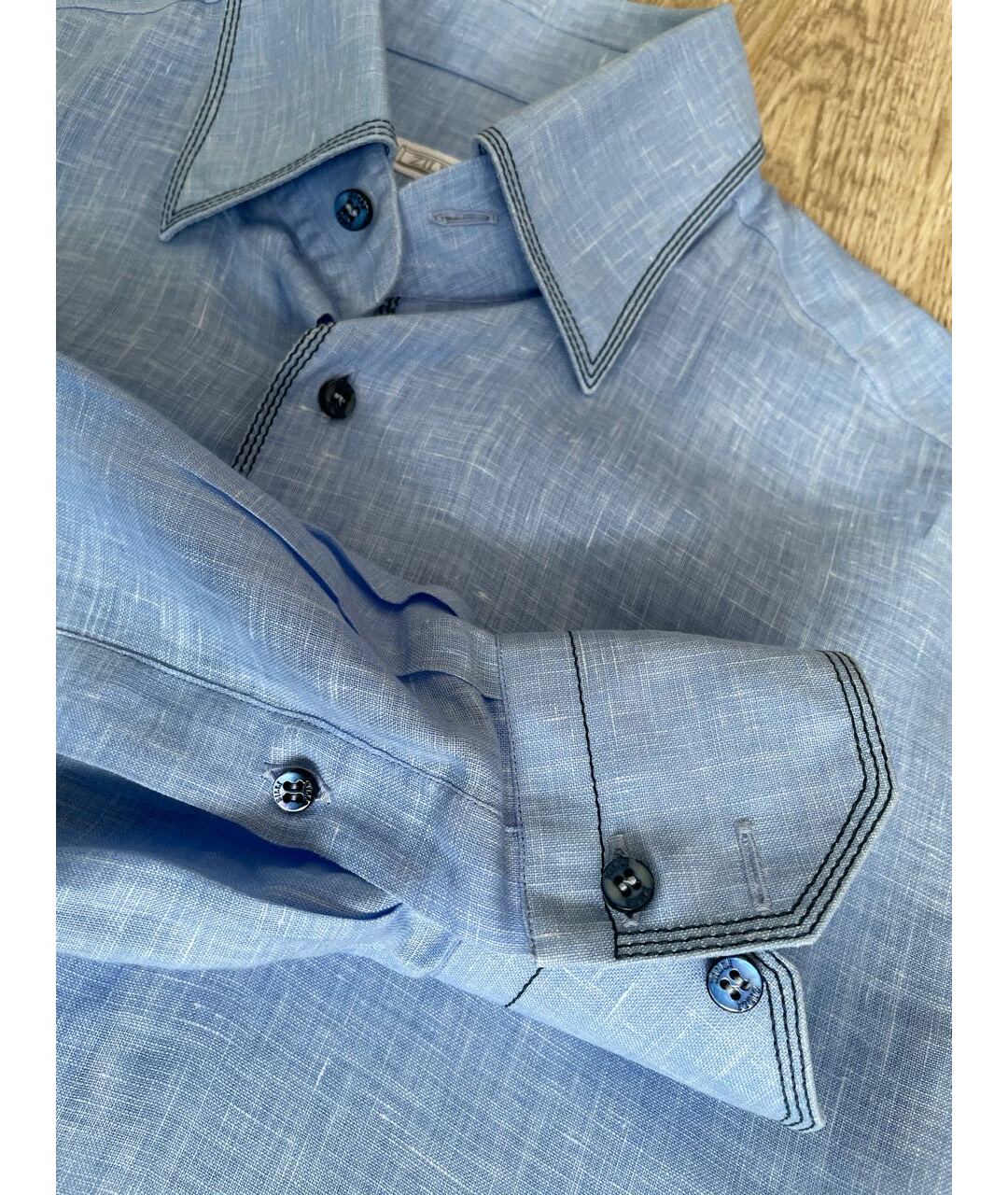 ZILLI Голубая льняная кэжуал рубашка, фото 4