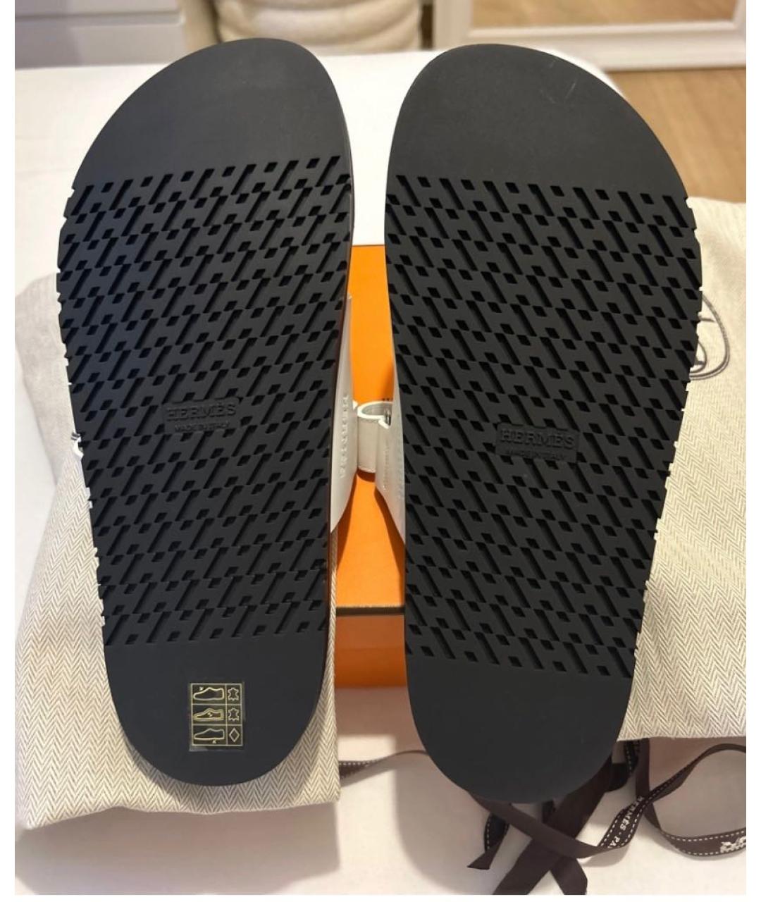 HERMES Белые кожаные сандалии, фото 5