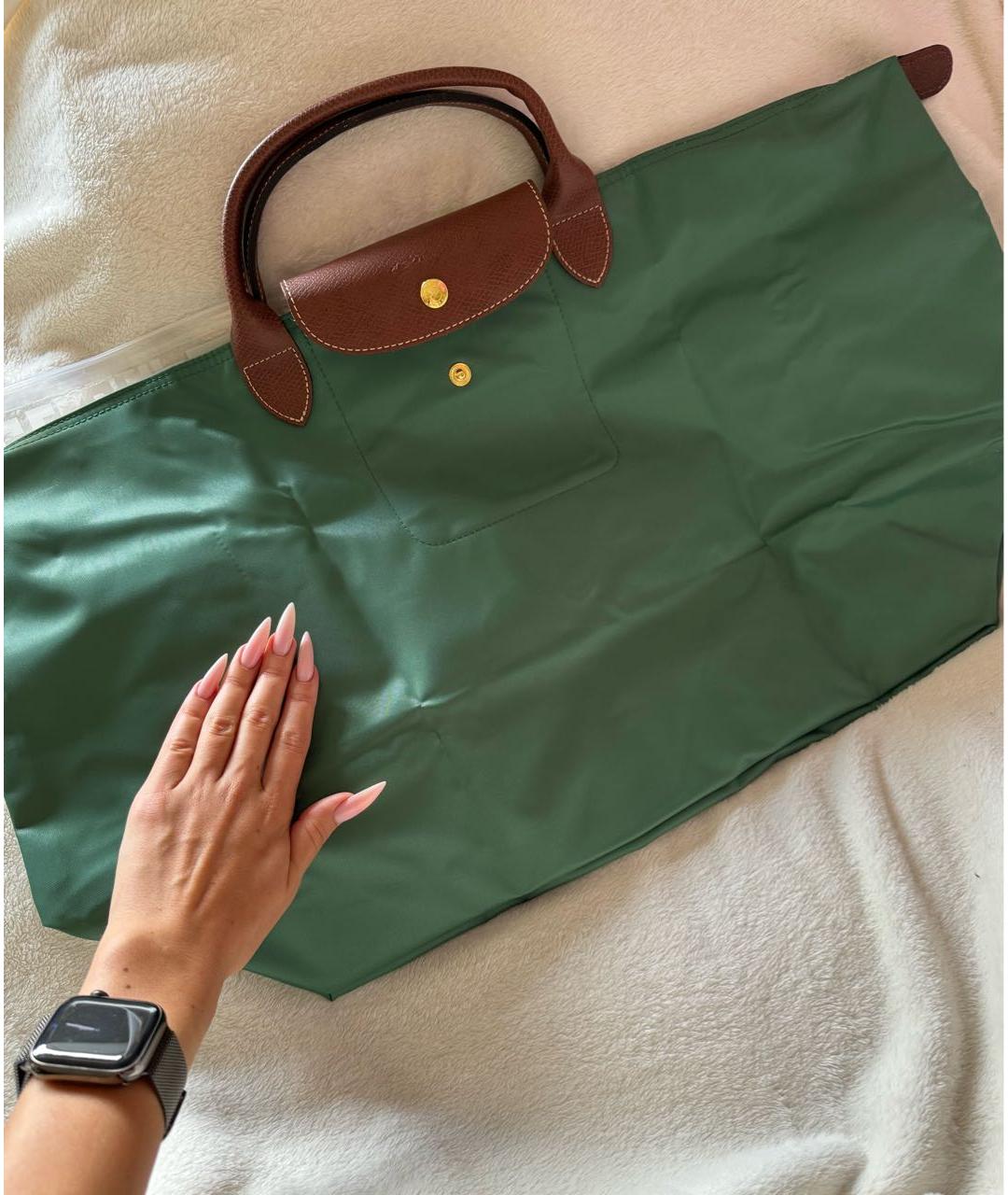 LONGCHAMP Зеленая сумка с короткими ручками, фото 3
