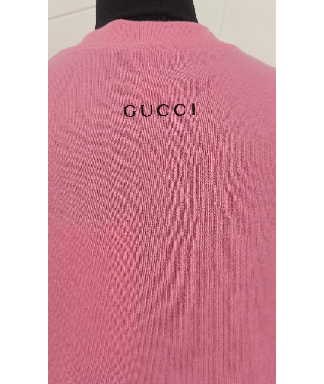GUCCI Розовая хлопковая футболка, фото 5