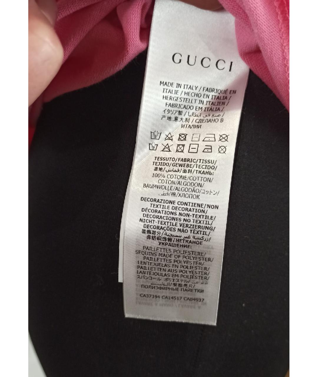 GUCCI Розовая хлопковая футболка, фото 6