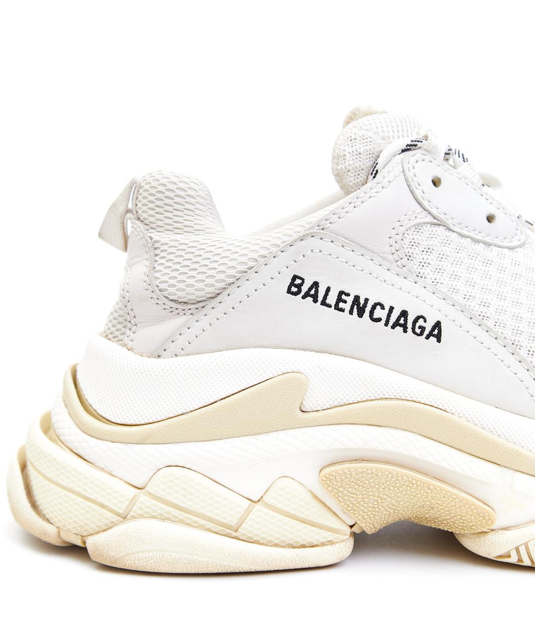 BALENCIAGA Белые кожаные кроссовки, фото 5