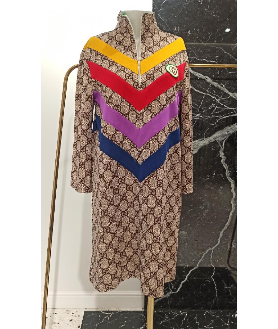 GUCCI Бежевое полиэстеровое повседневное платье, фото 3