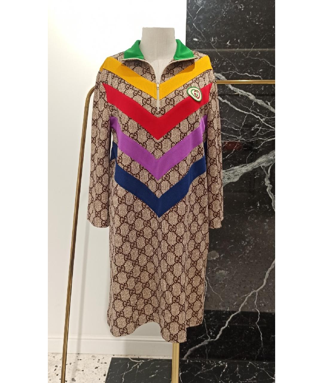 GUCCI Бежевое полиэстеровое повседневное платье, фото 8