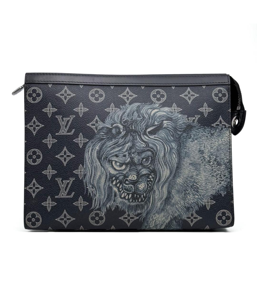 LOUIS VUITTON PRE-OWNED Темно-синяя кожаная барсетка, фото 1