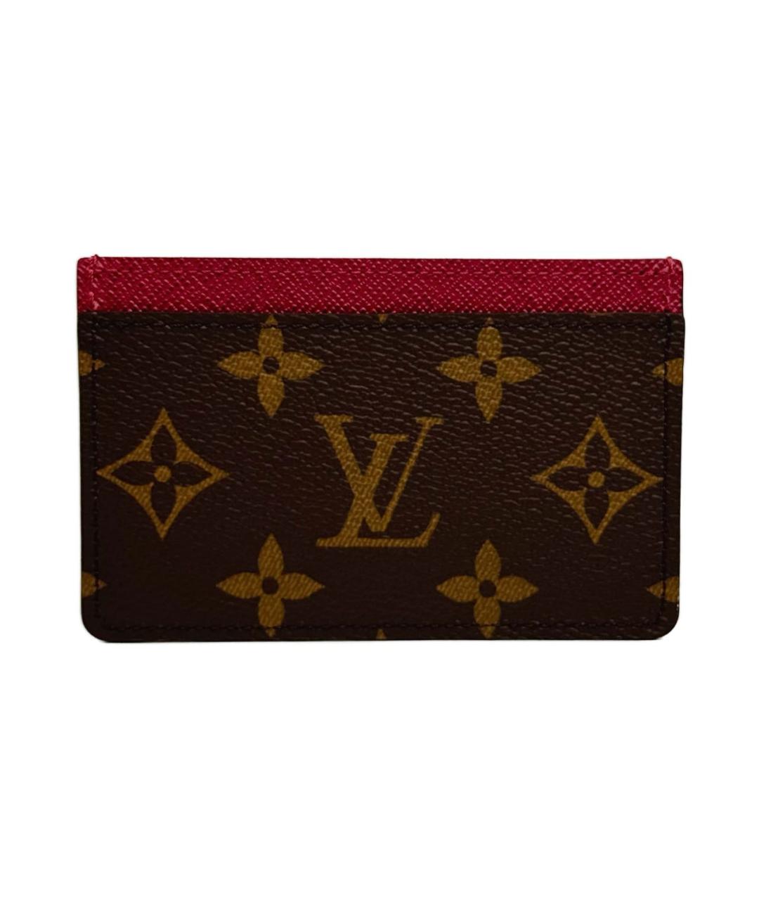 LOUIS VUITTON Коричневый кожаный кардхолдер, фото 2