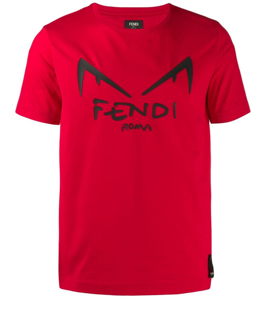 FENDI Красная хлопковая футболка, фото 1