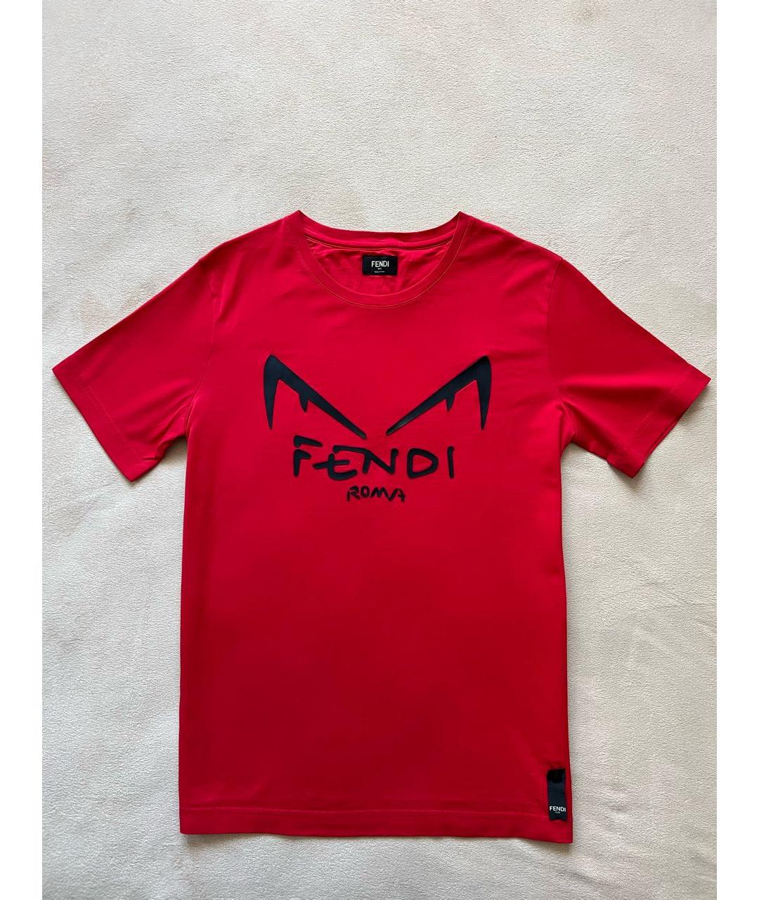 FENDI Красная хлопковая футболка, фото 7