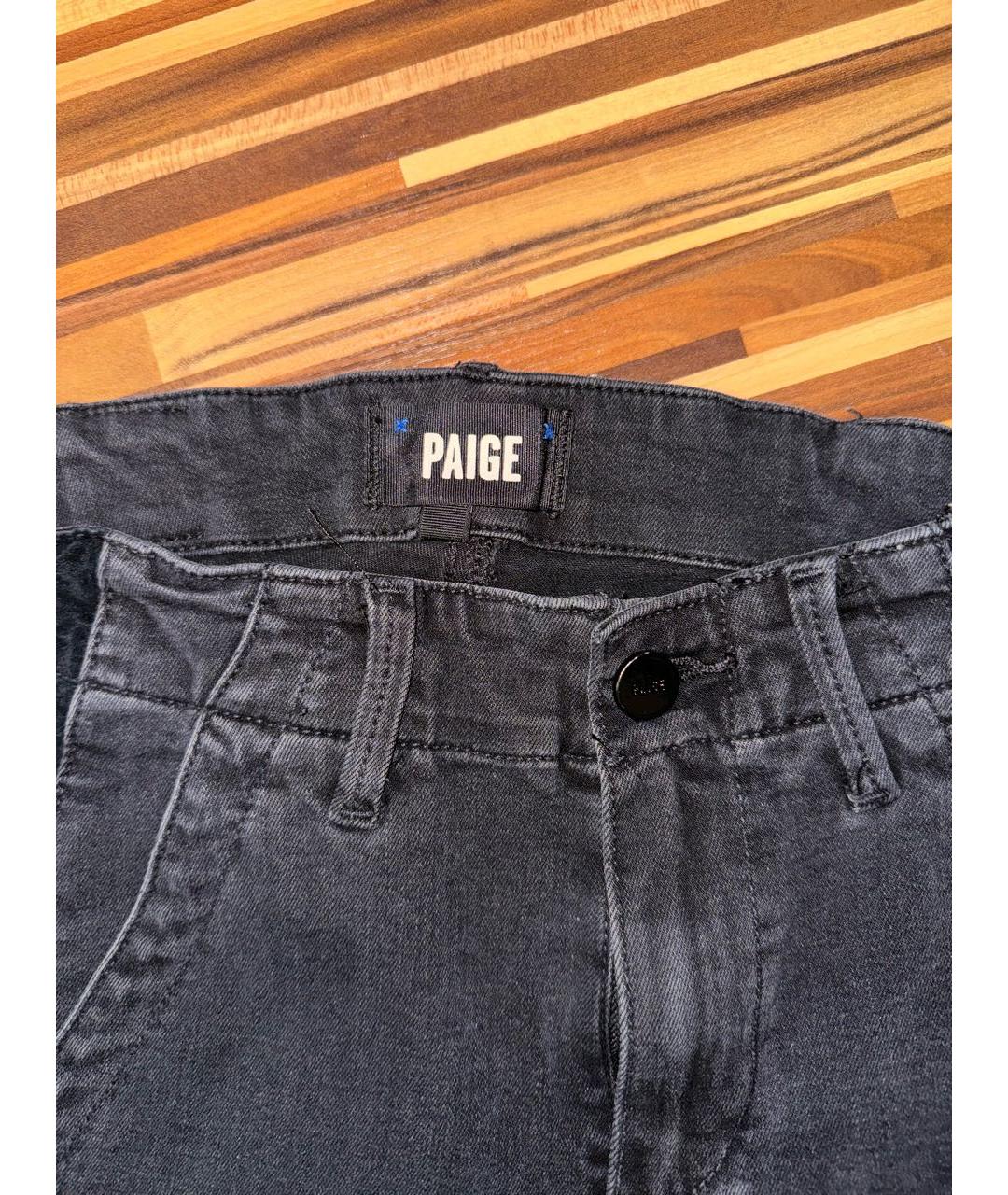 PAIGE Черные хлопко-полиэстеровые джинсы слим, фото 3