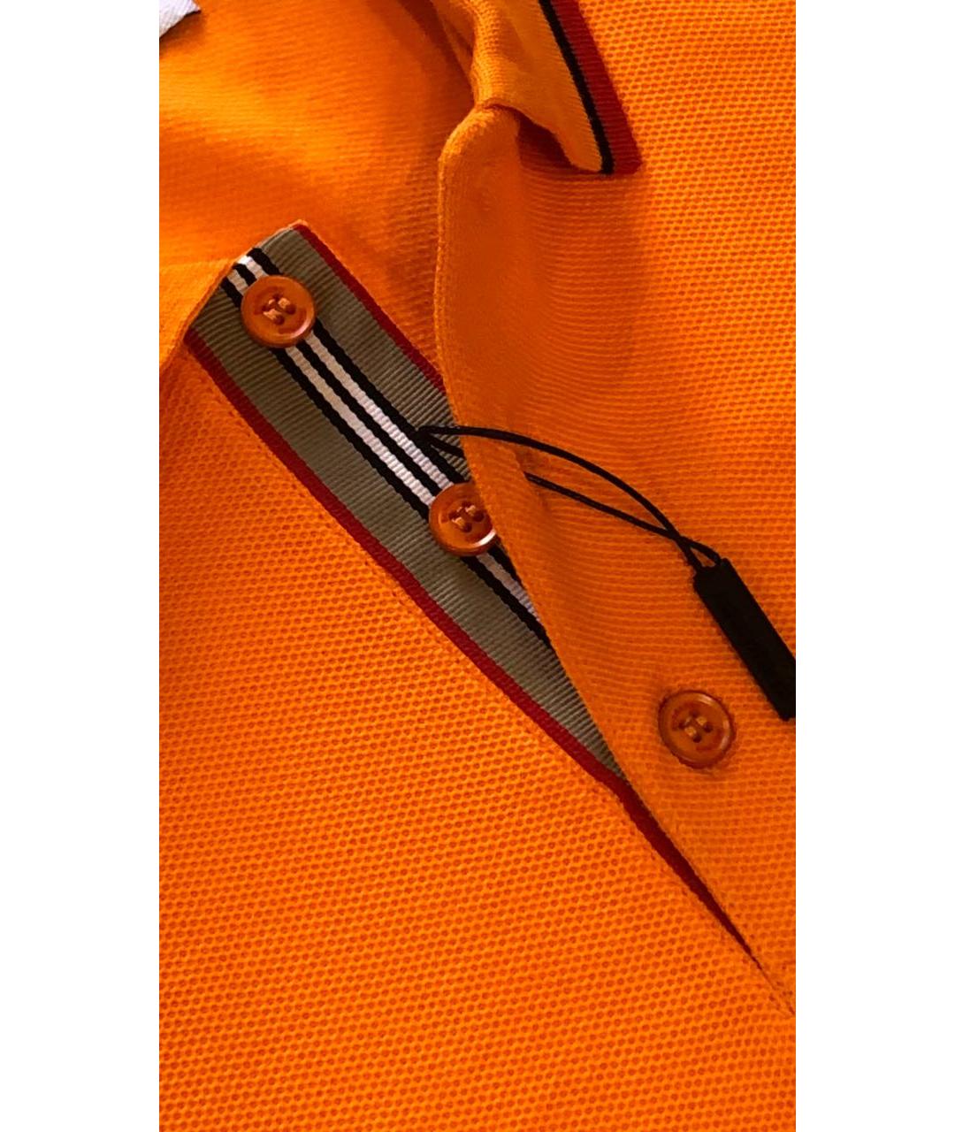 BURBERRY Оранжевое хлопковое поло с коротким рукавом, фото 6