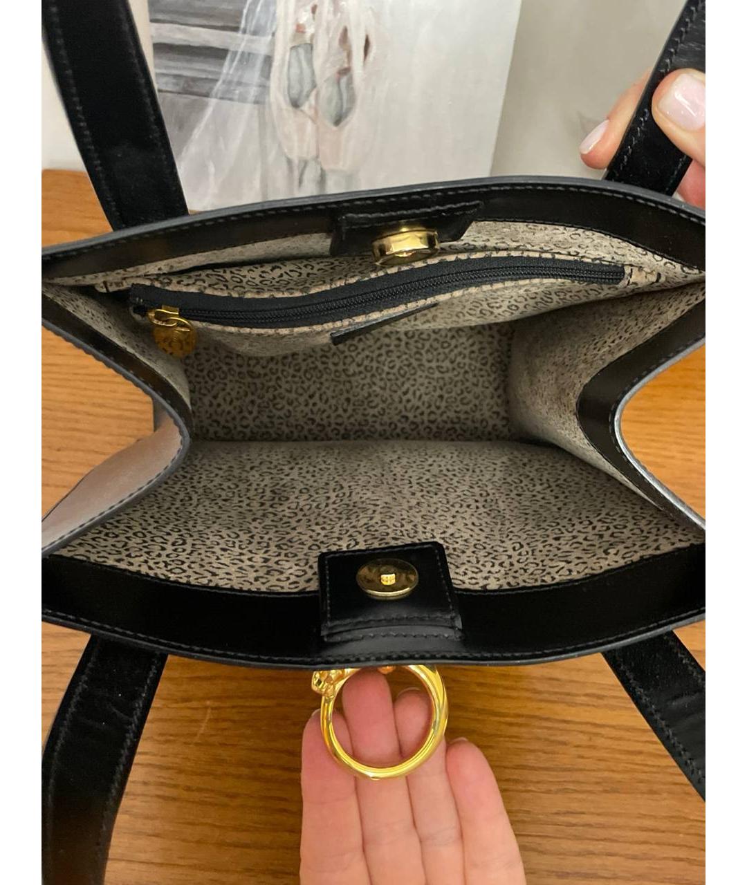 CARTIER Черная кожаная сумка тоут, фото 8