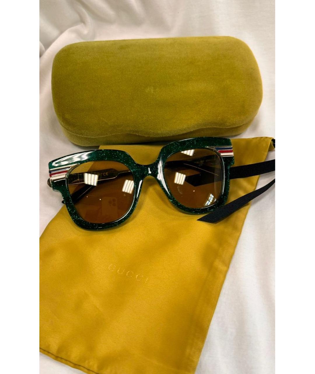 GUCCI Зеленые пластиковые солнцезащитные очки, фото 2