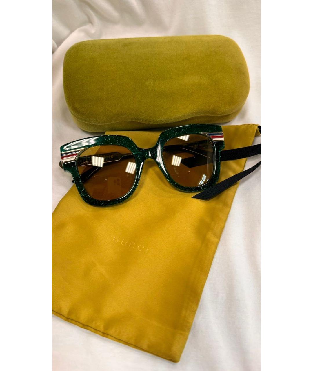 GUCCI Зеленые пластиковые солнцезащитные очки, фото 3