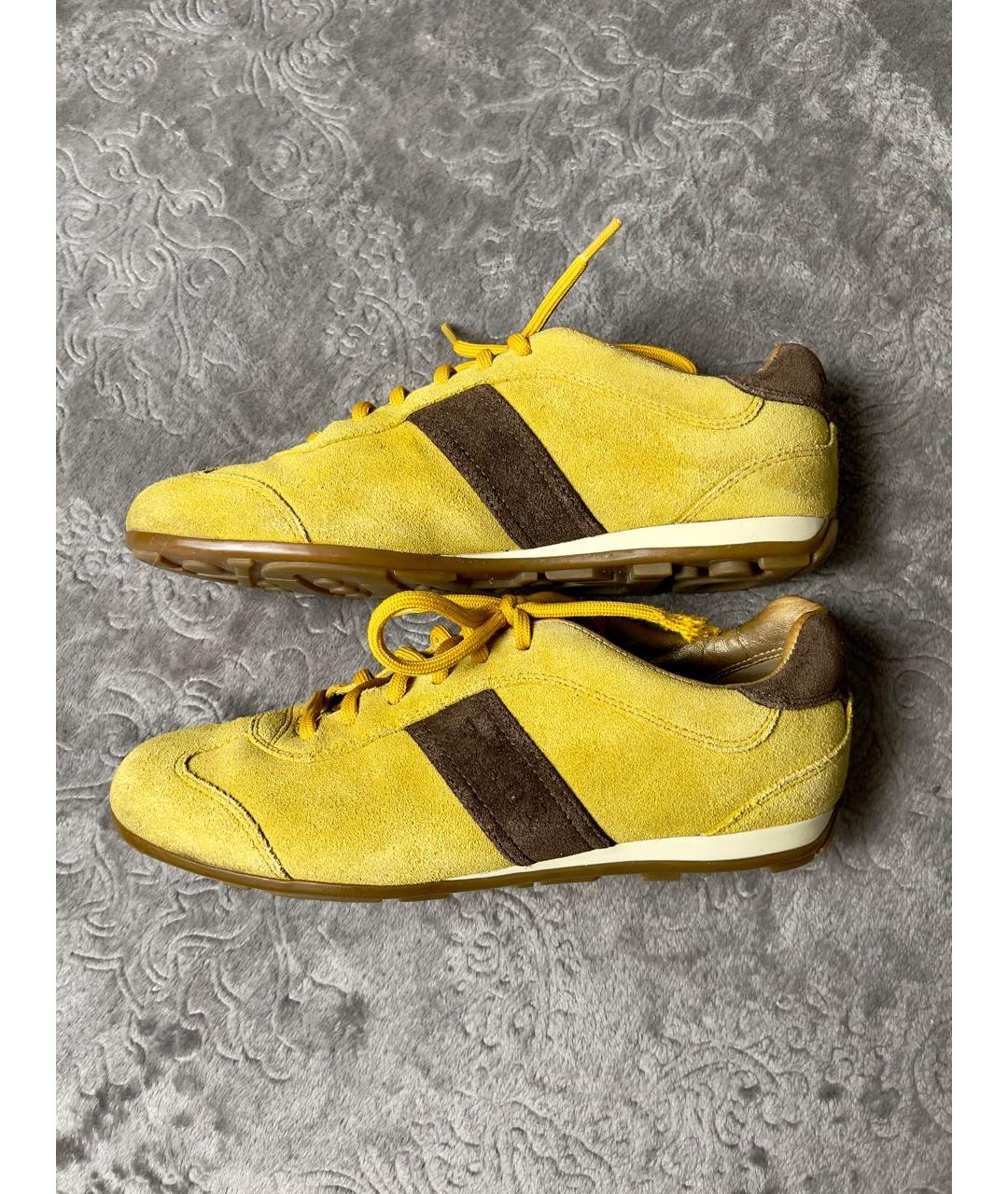 PRADA Желтые замшевые кроссовки, фото 7