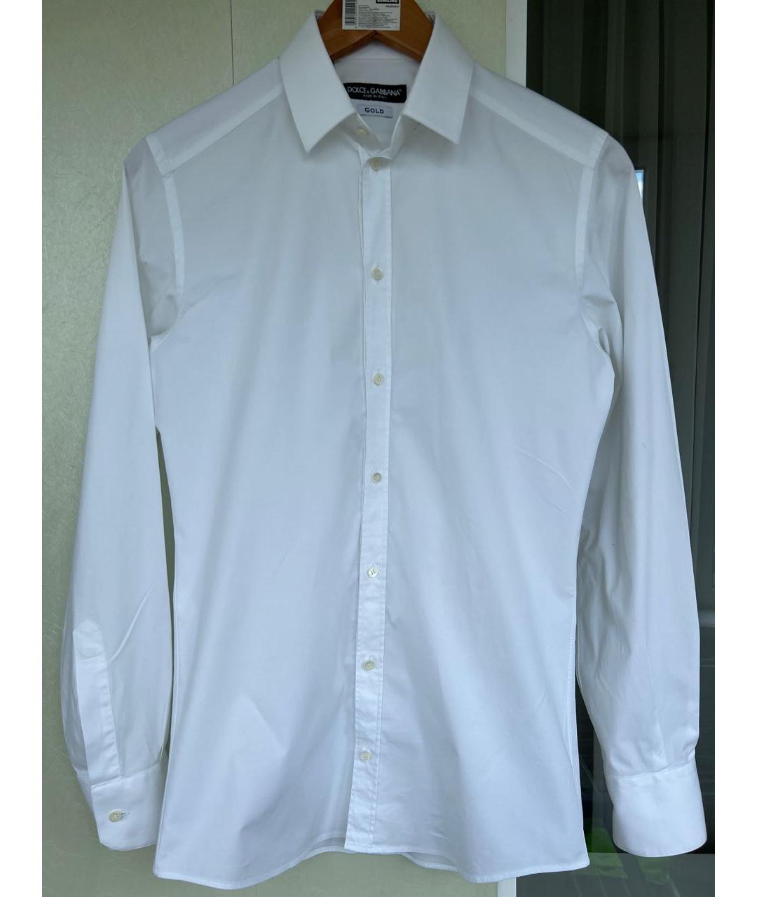 DOLCE&GABBANA Белая хлопко-полиэстеровая классическая рубашка, фото 8