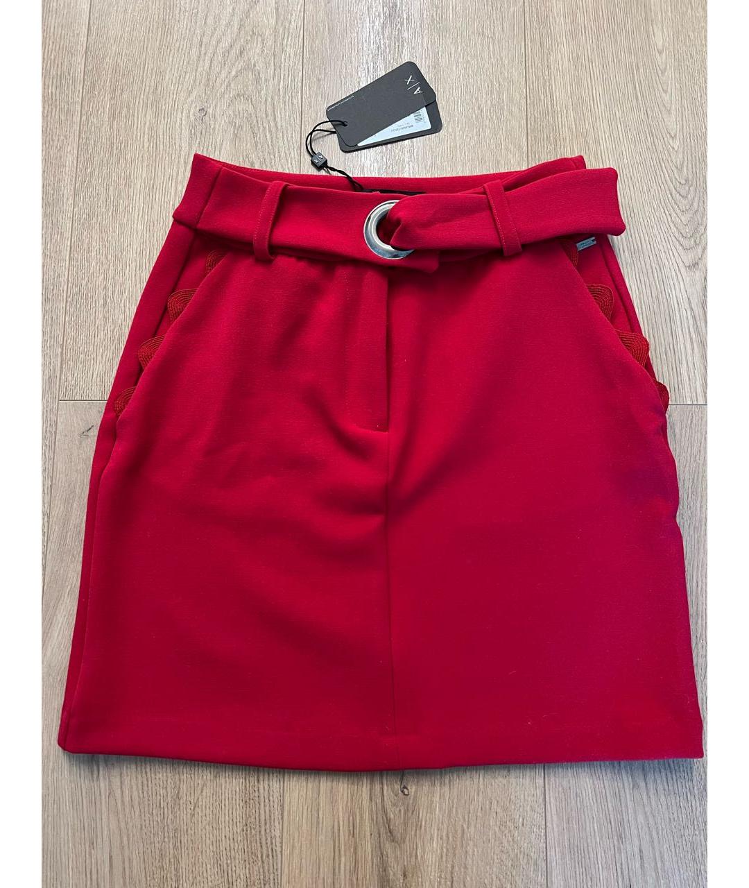 ARMANI EXCHANGE Красная полиэстеровая юбка мини, фото 6