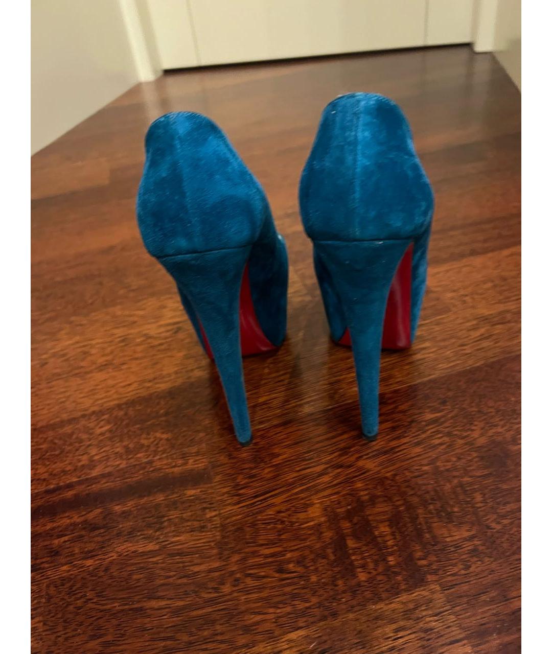 CHRISTIAN LOUBOUTIN Бирюзовые замшевые туфли, фото 4