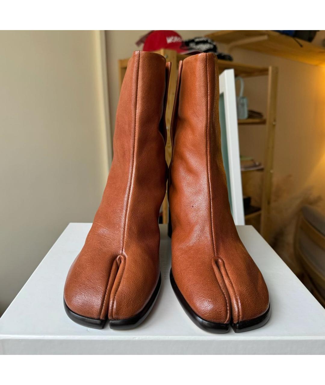 MAISON MARGIELA Коричневые кожаные высокие ботинки, фото 3