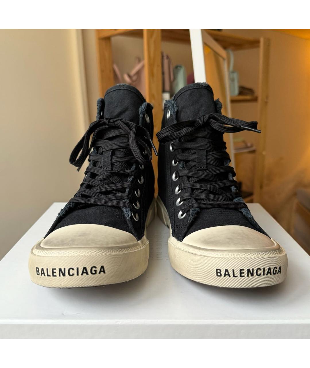 BALENCIAGA Темно-синие текстильные кеды, фото 3