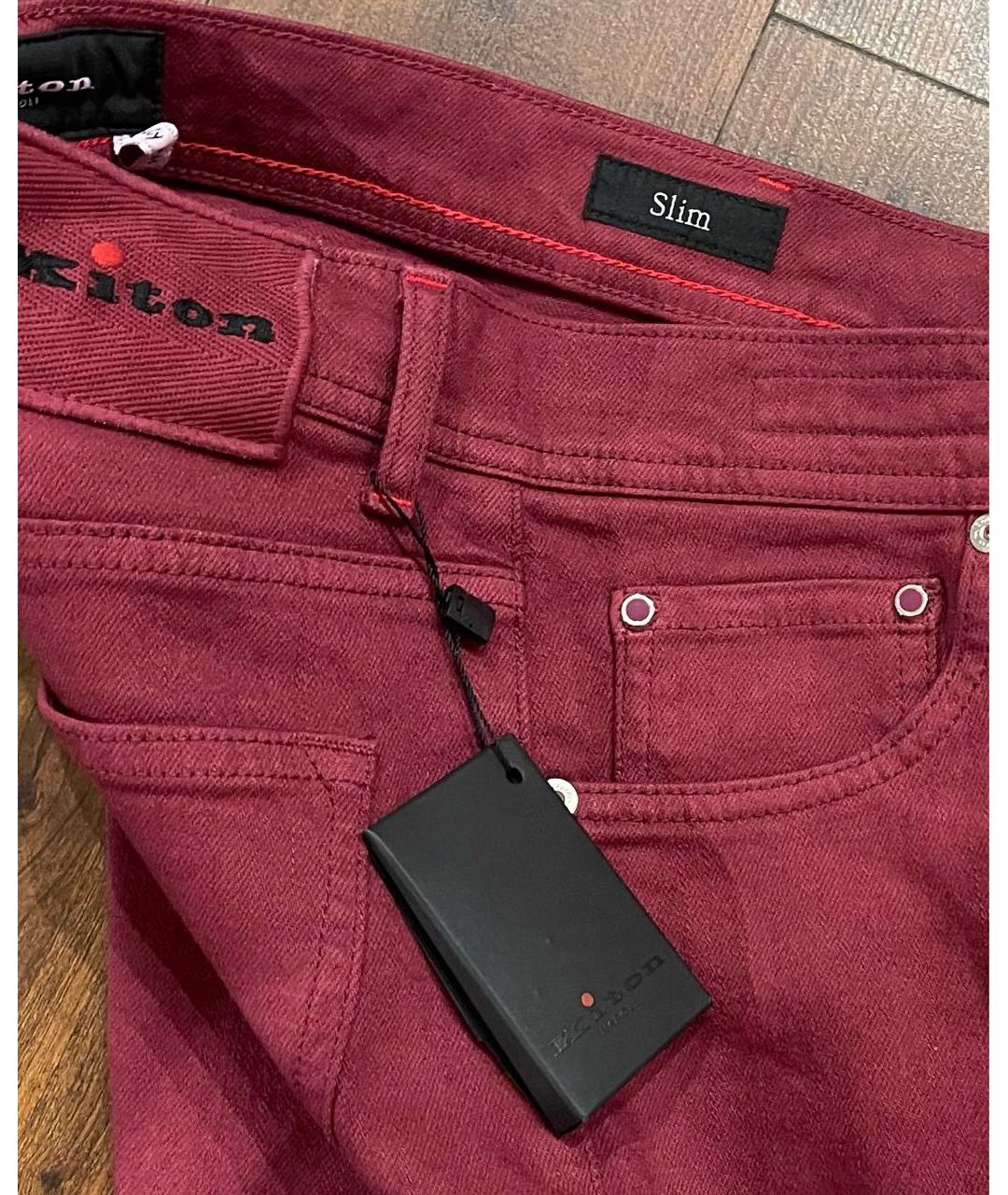 KITON Бордовые хлопко-эластановые джинсы скинни, фото 4