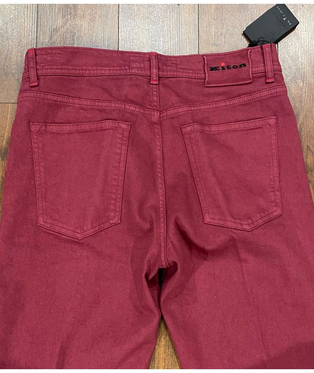 KITON Бордовые хлопко-эластановые джинсы скинни, фото 3