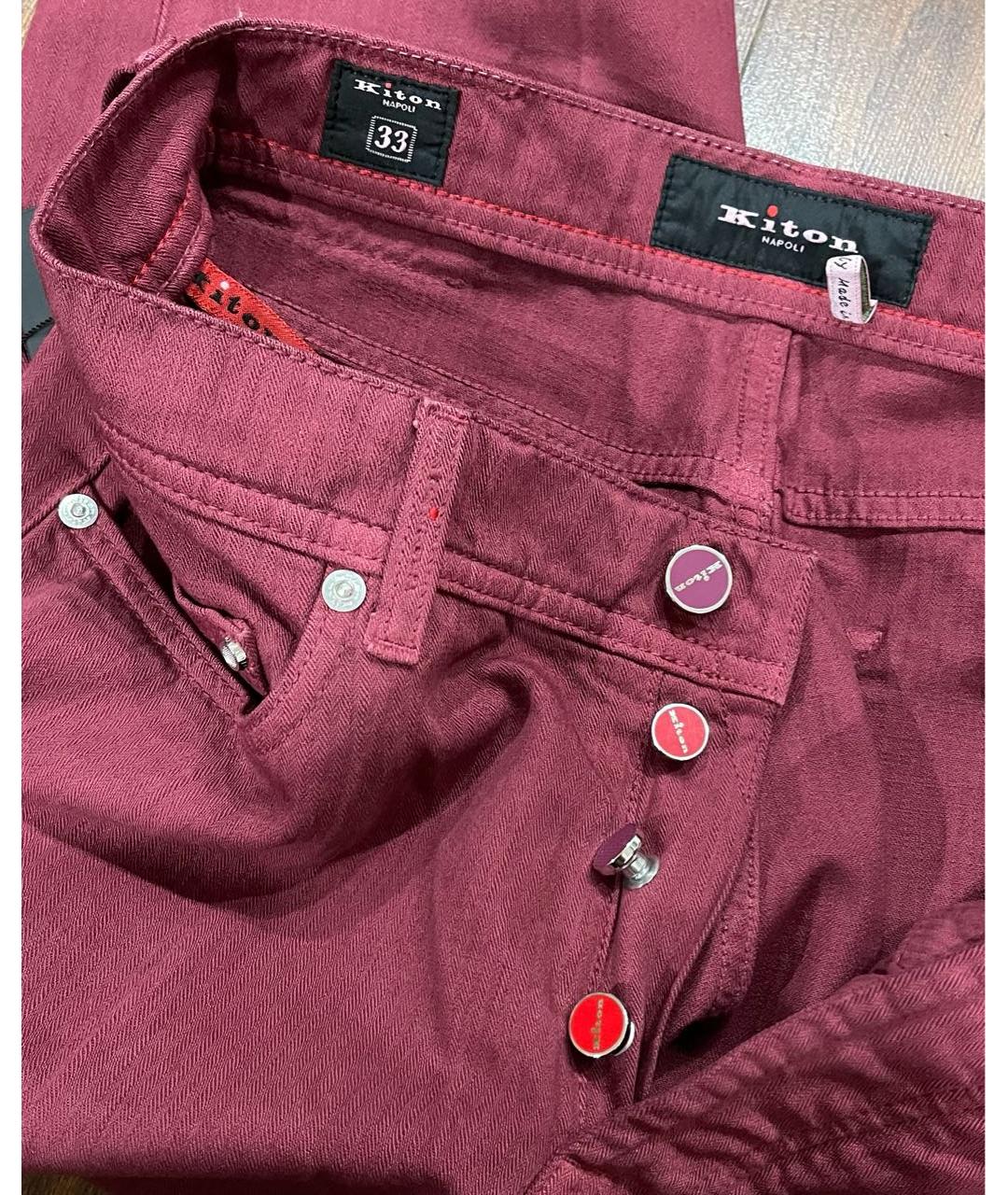 KITON Бордовые хлопко-эластановые джинсы скинни, фото 6