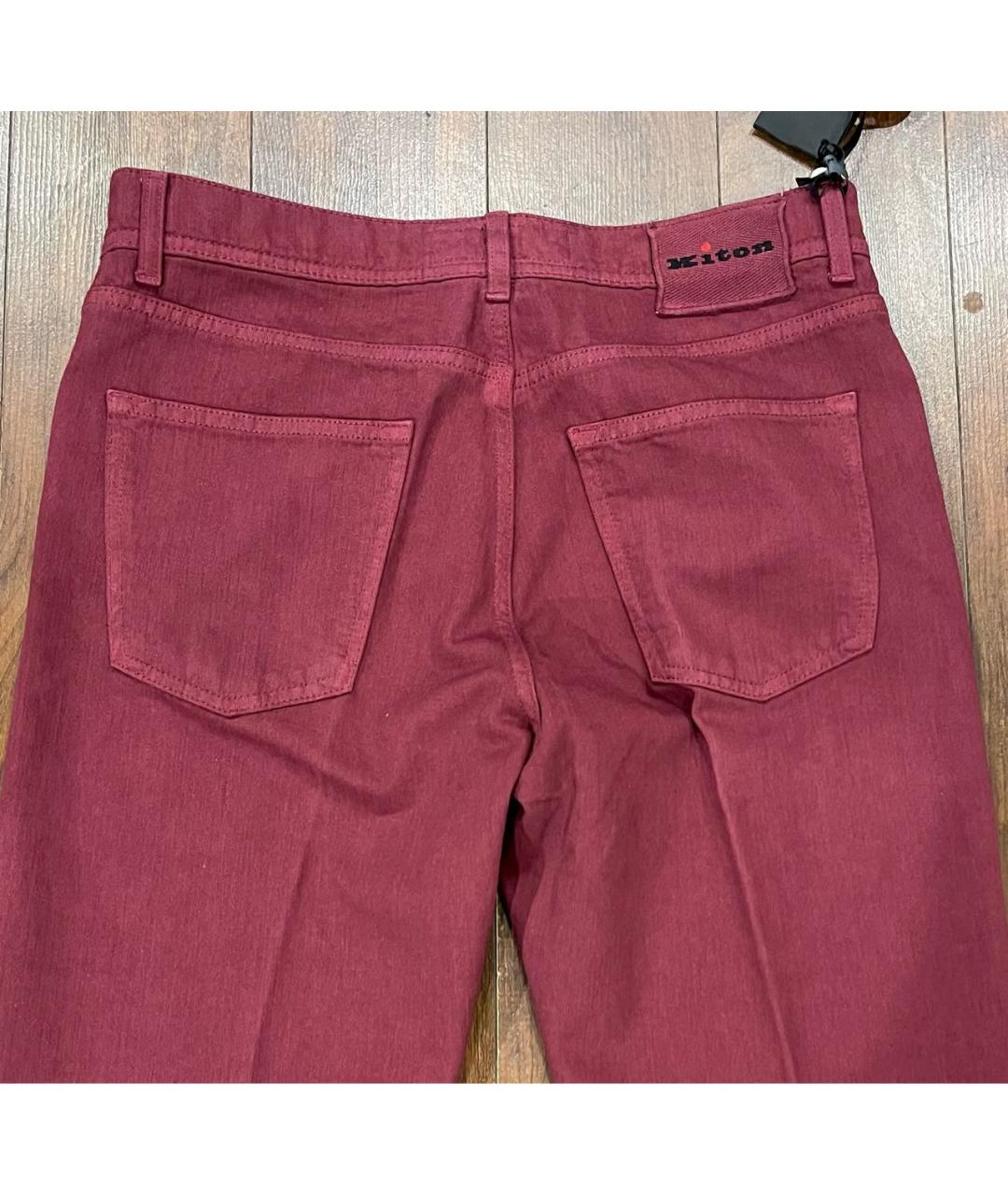 KITON Бордовые хлопко-эластановые джинсы скинни, фото 3