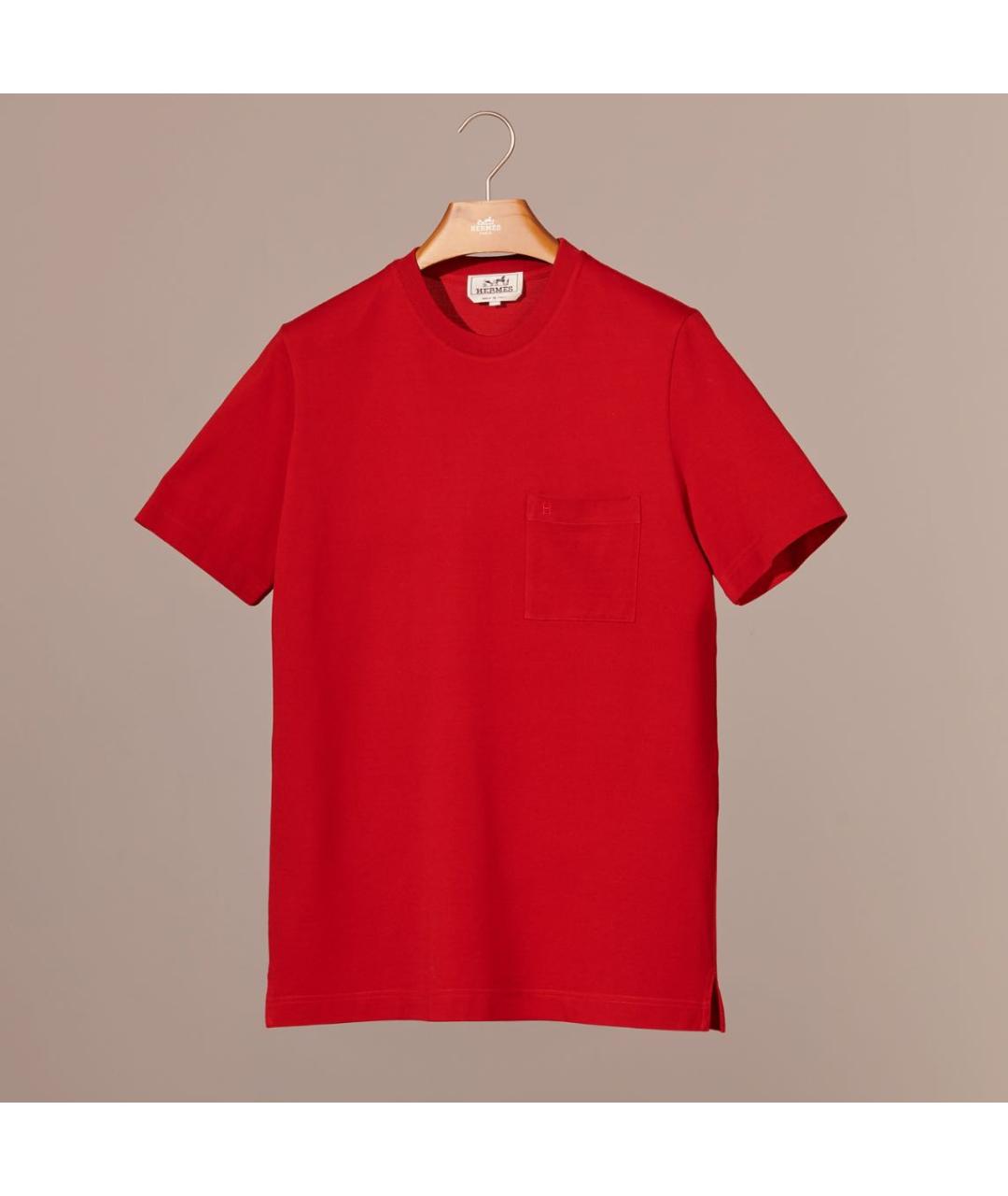 HERMES Красная хлопковая футболка, фото 5