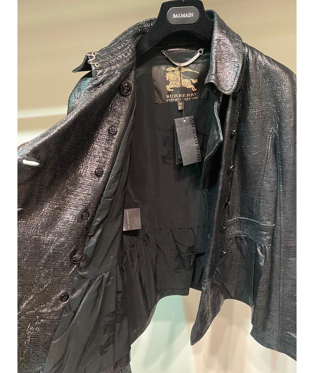 BURBERRY Черная кожаная куртка, фото 5