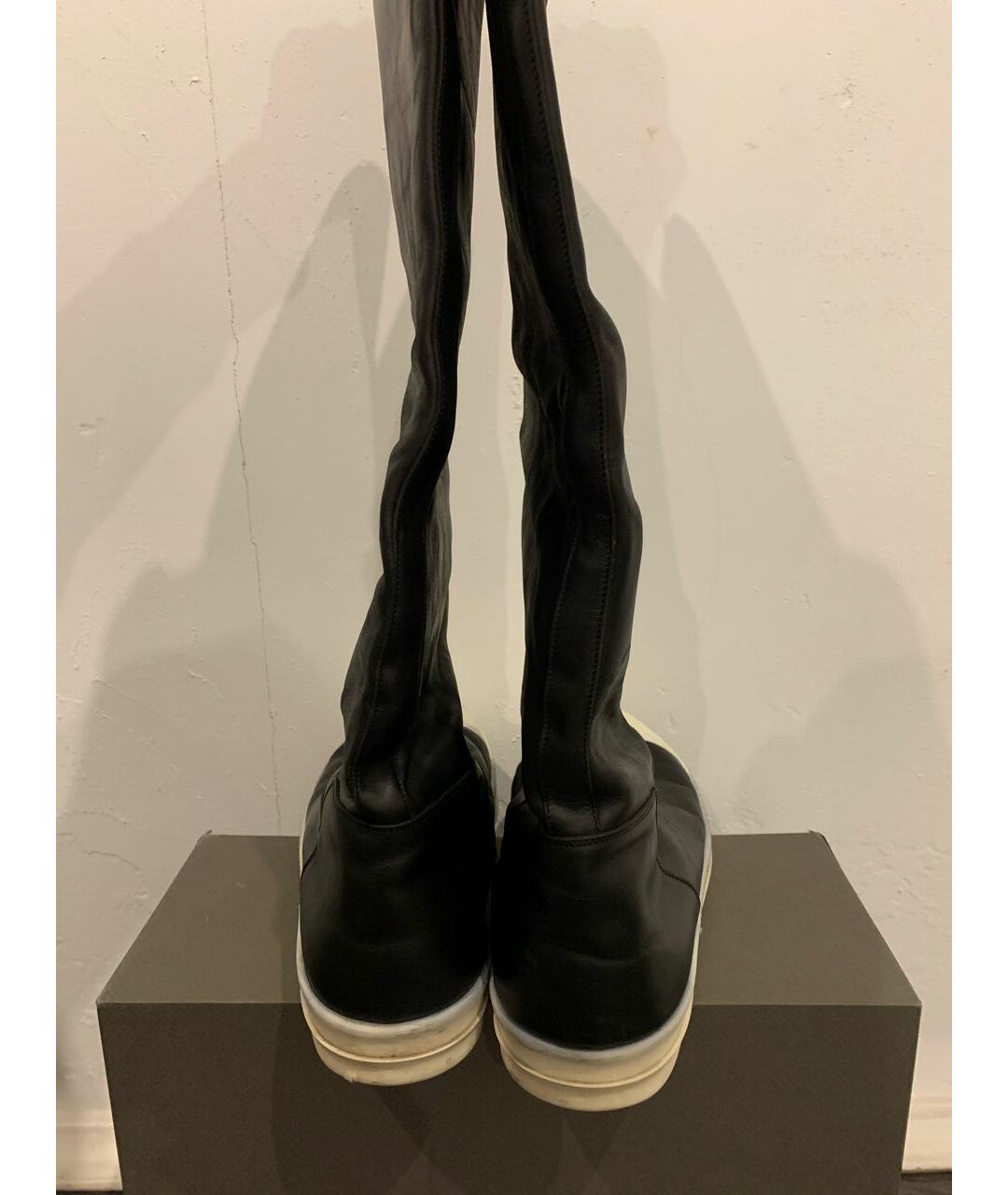 RICK OWENS Черные кожаные высокие ботинки, фото 6