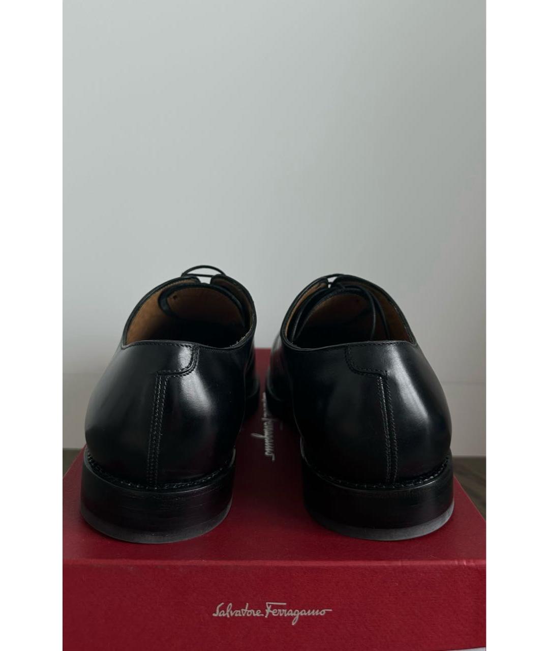 SALVATORE FERRAGAMO Черные кожаные низкие ботинки, фото 4