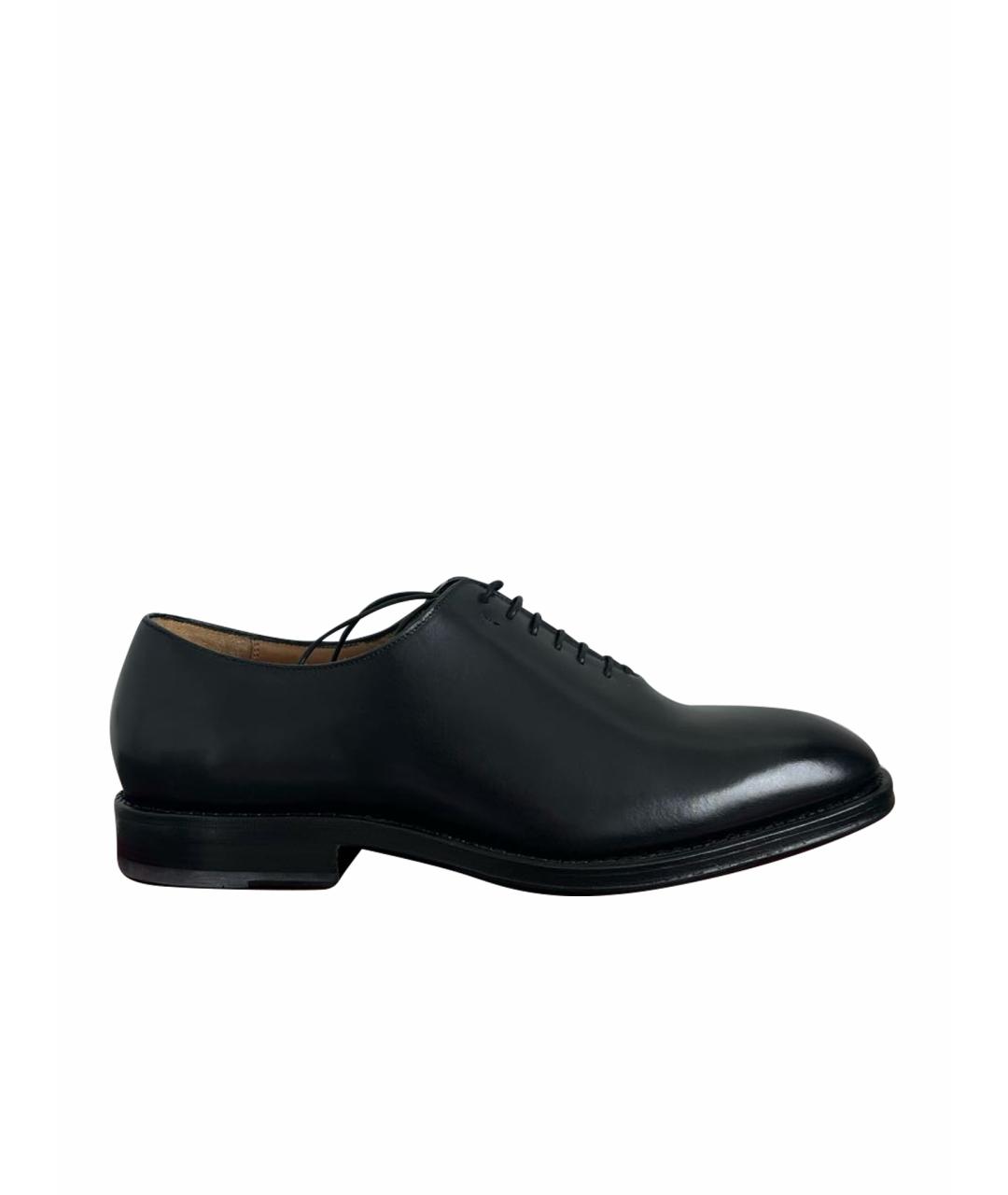 SALVATORE FERRAGAMO Черные кожаные низкие ботинки, фото 1