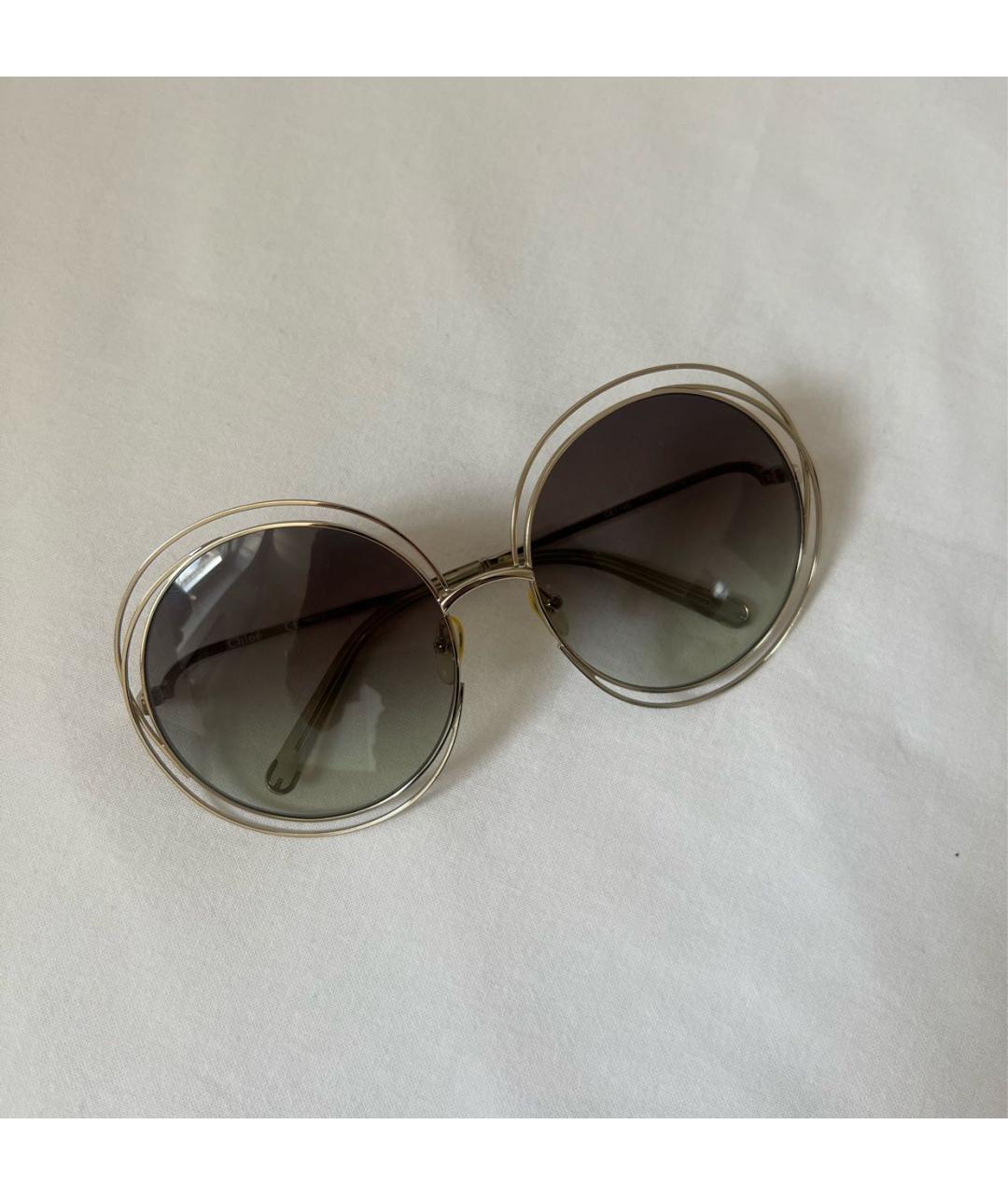CHLOE Коричневые металлические солнцезащитные очки, фото 6