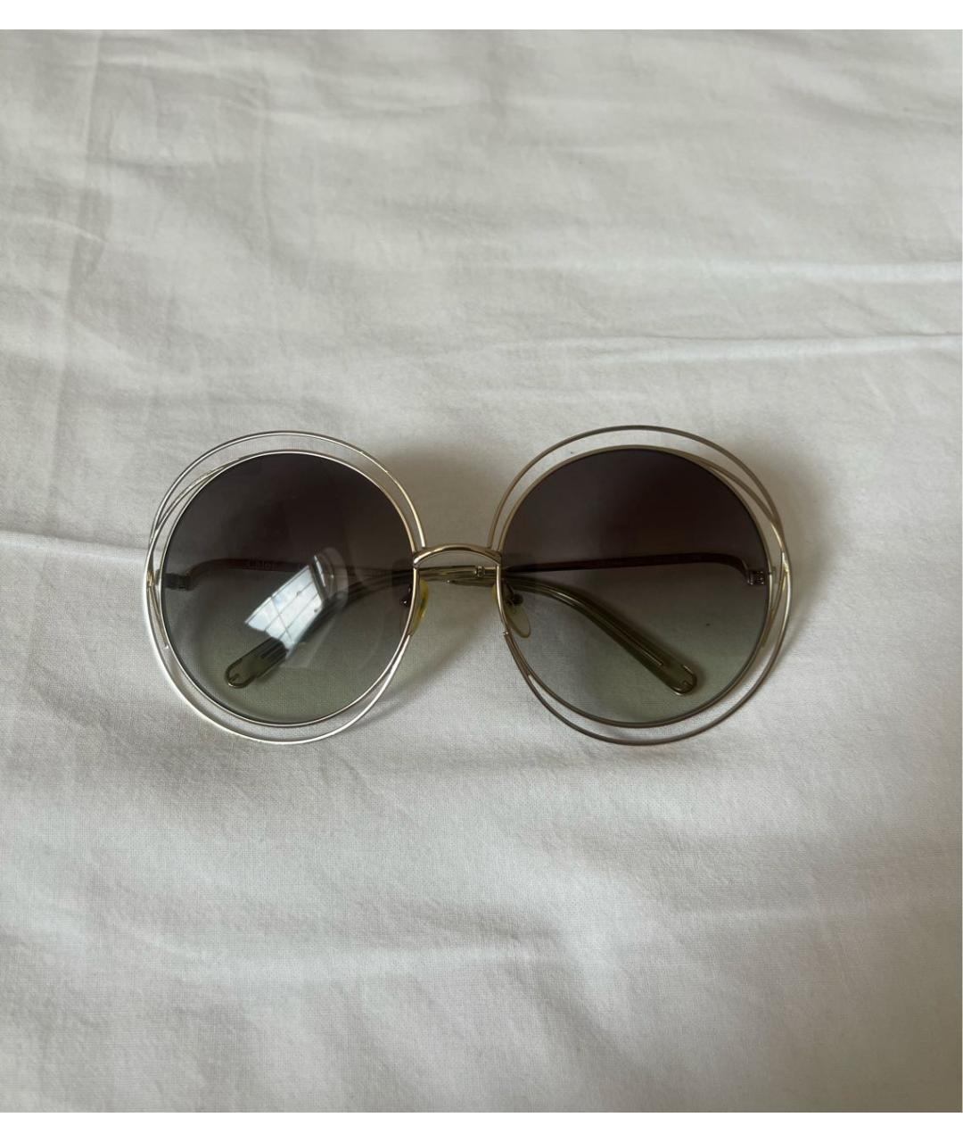 CHLOE Коричневые металлические солнцезащитные очки, фото 8
