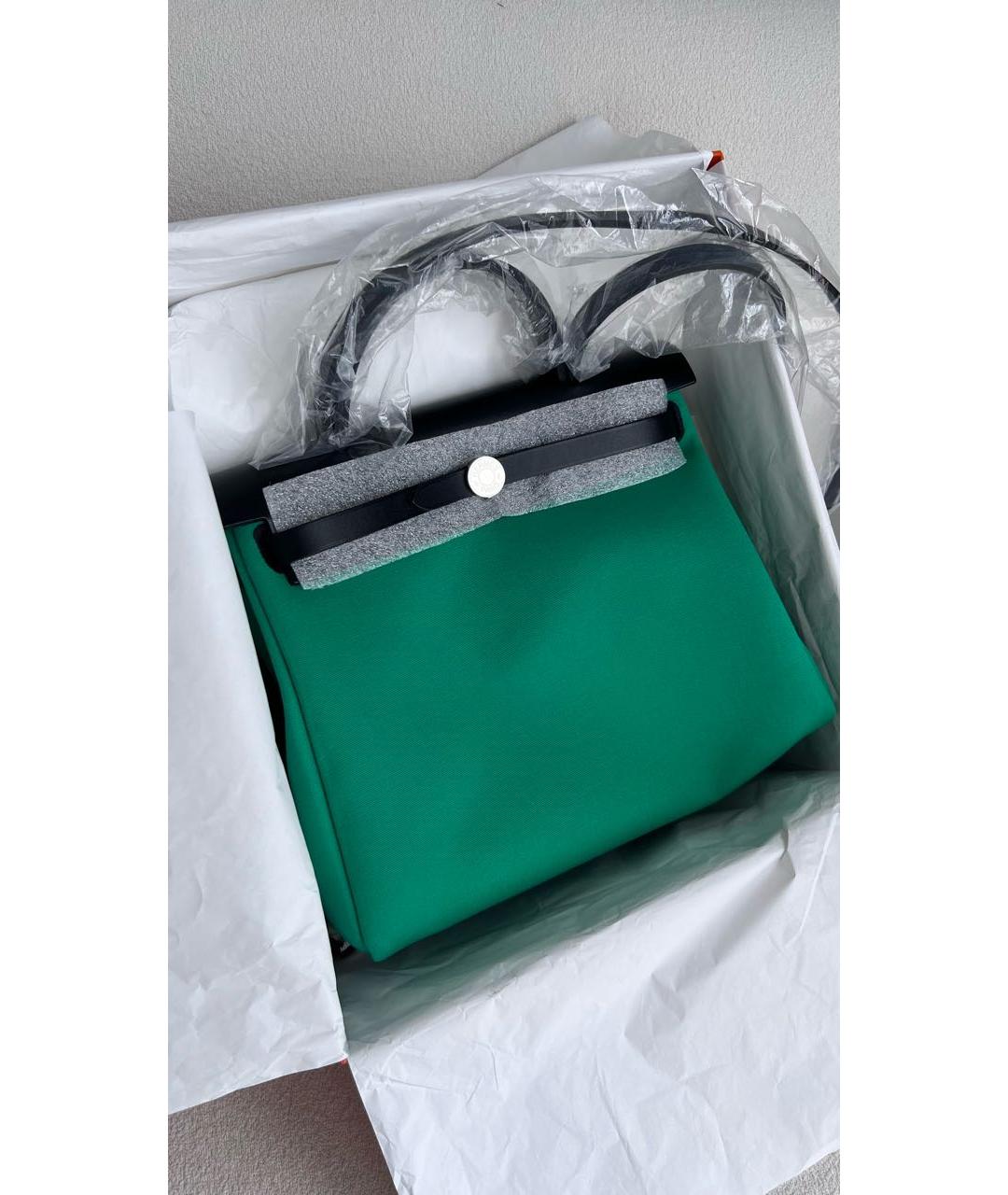 HERMES PRE-OWNED Зеленая сумка с короткими ручками, фото 7