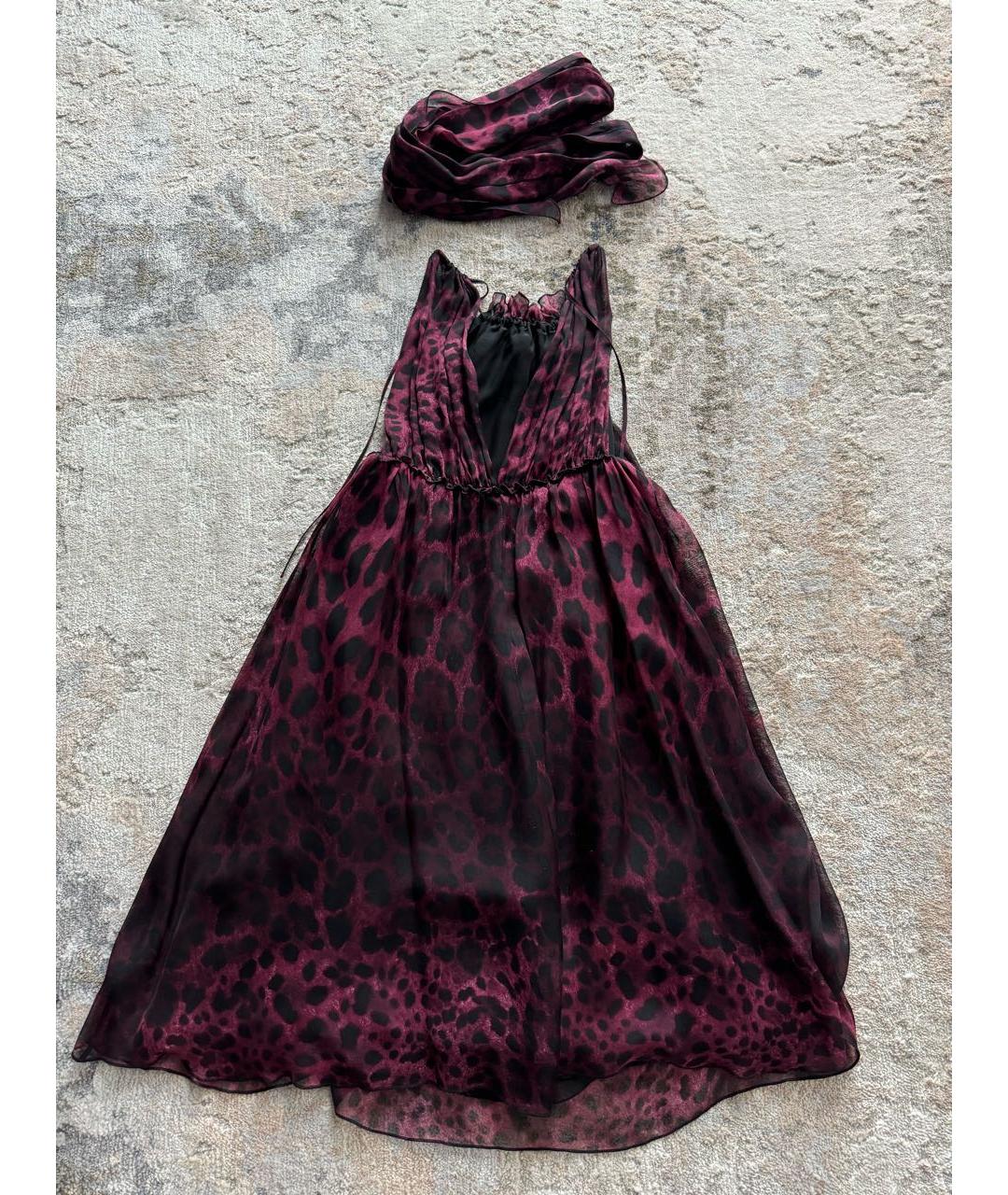 DOLCE&GABBANA Бордовое шелковое вечернее платье, фото 2