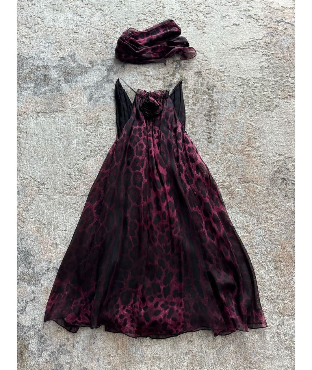 DOLCE&GABBANA Бордовое шелковое вечернее платье, фото 5