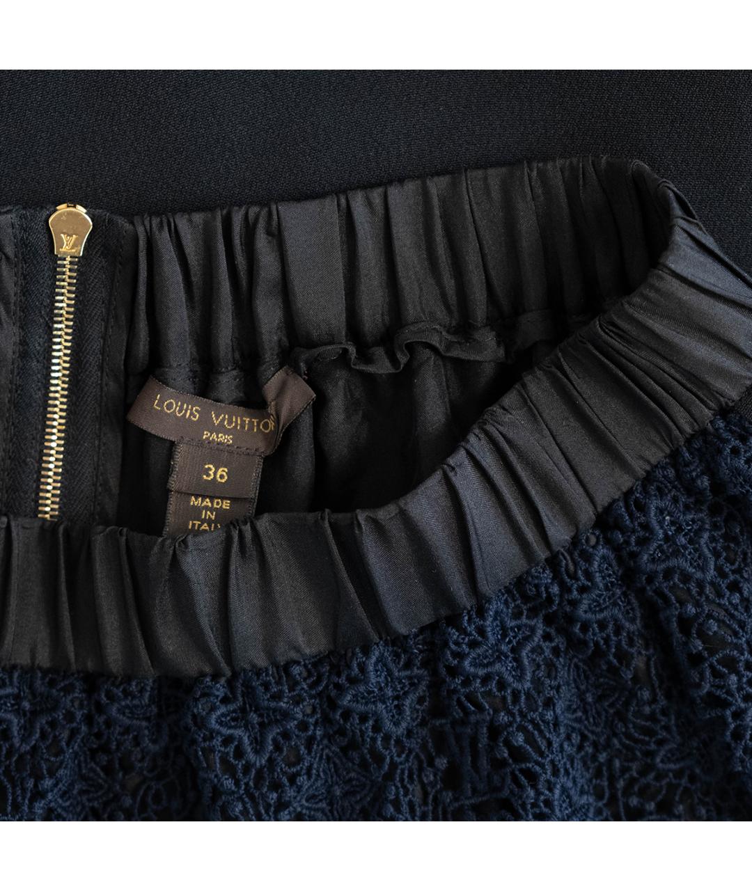 LOUIS VUITTON Темно-синяя ацетатная юбка мини, фото 3