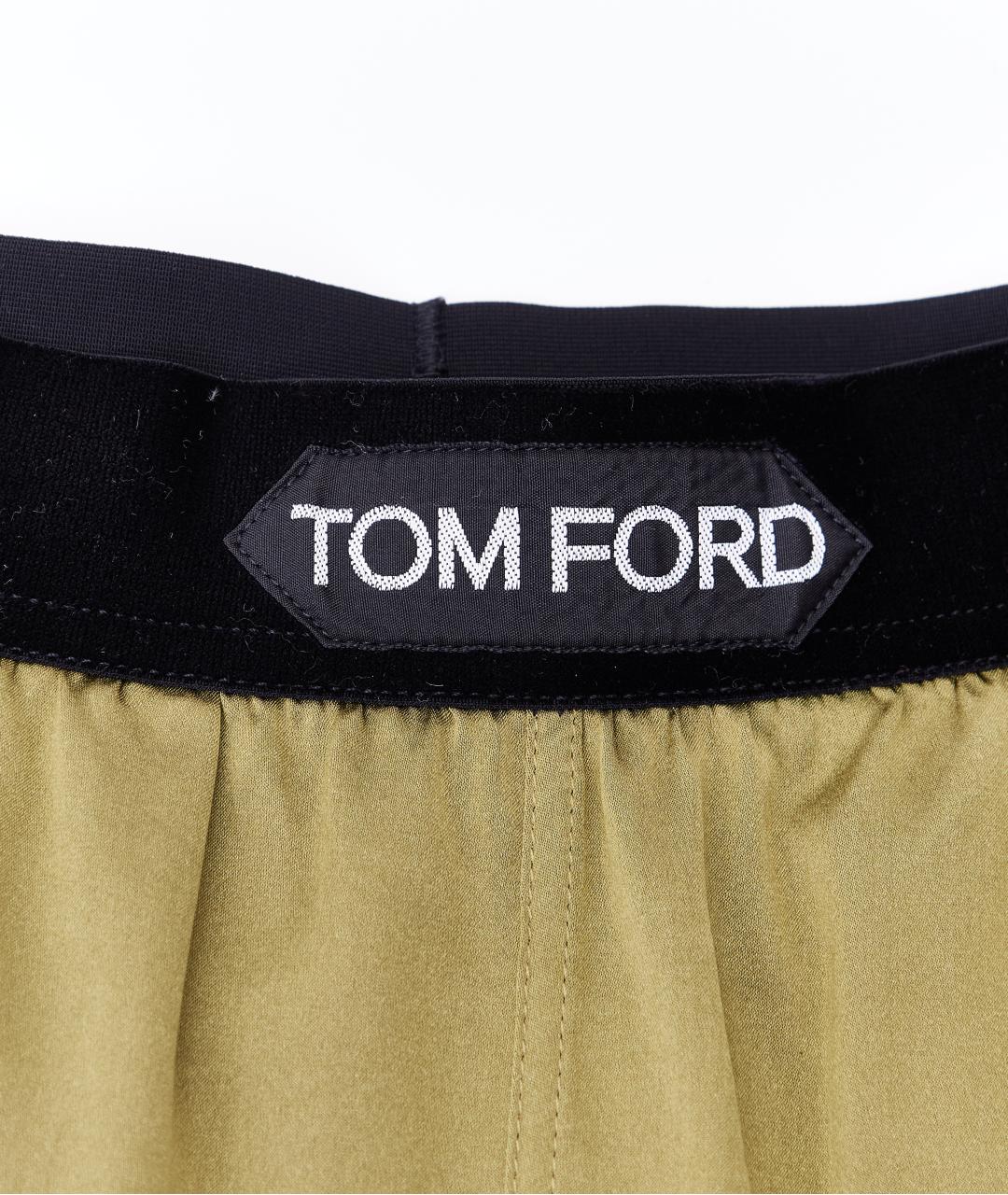 TOM FORD Хаки шелковые прямые брюки, фото 4
