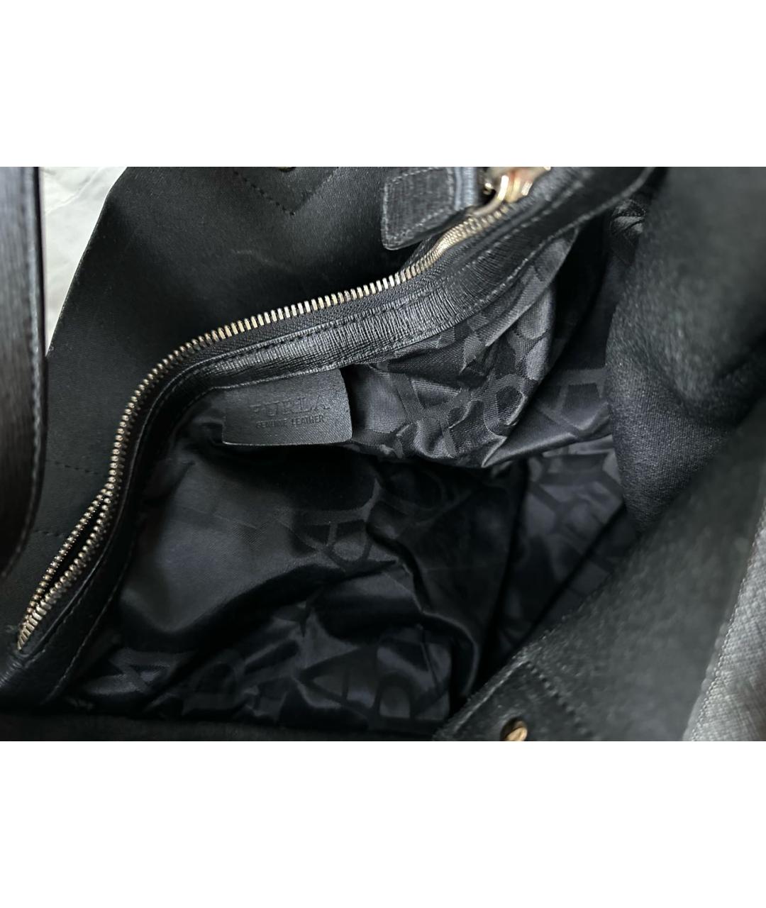 FURLA Черная кожаная сумка тоут, фото 6