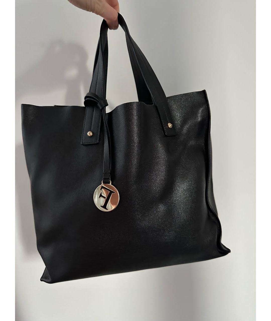 FURLA Черная кожаная сумка тоут, фото 8