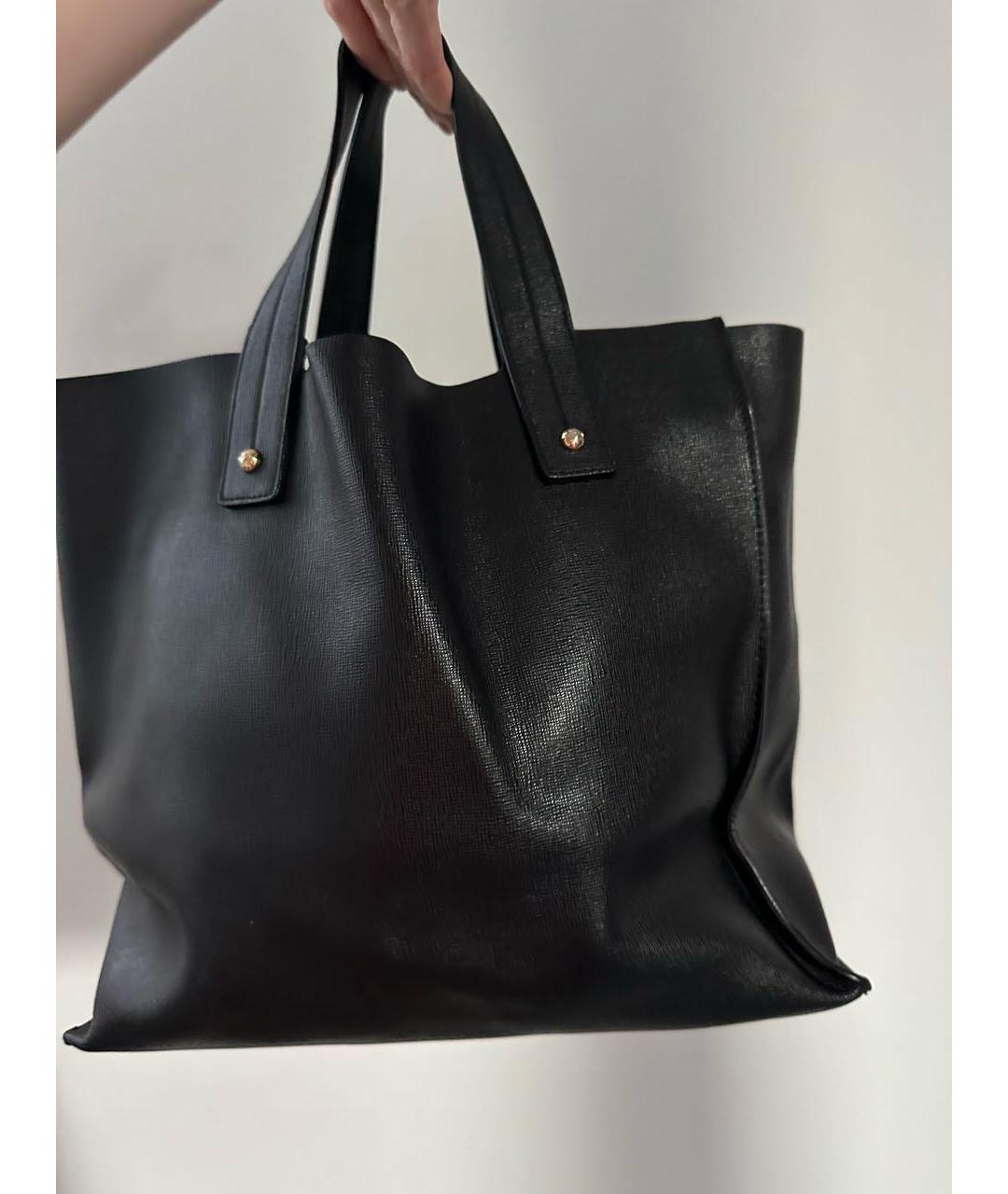 FURLA Черная кожаная сумка тоут, фото 3