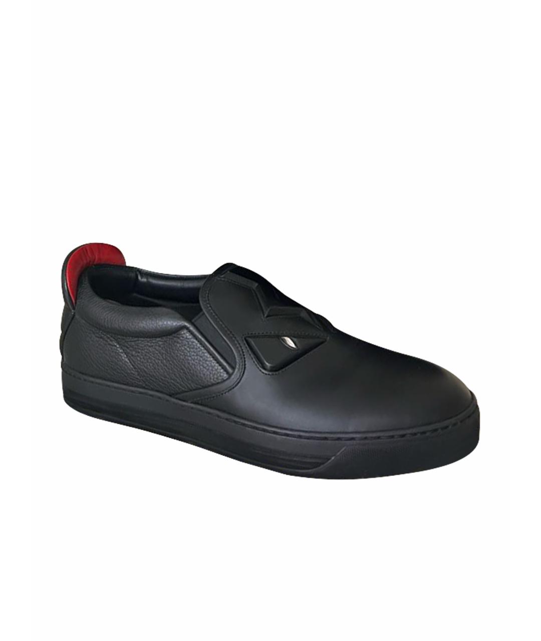 FENDI Черные кожаные низкие ботинки, фото 1