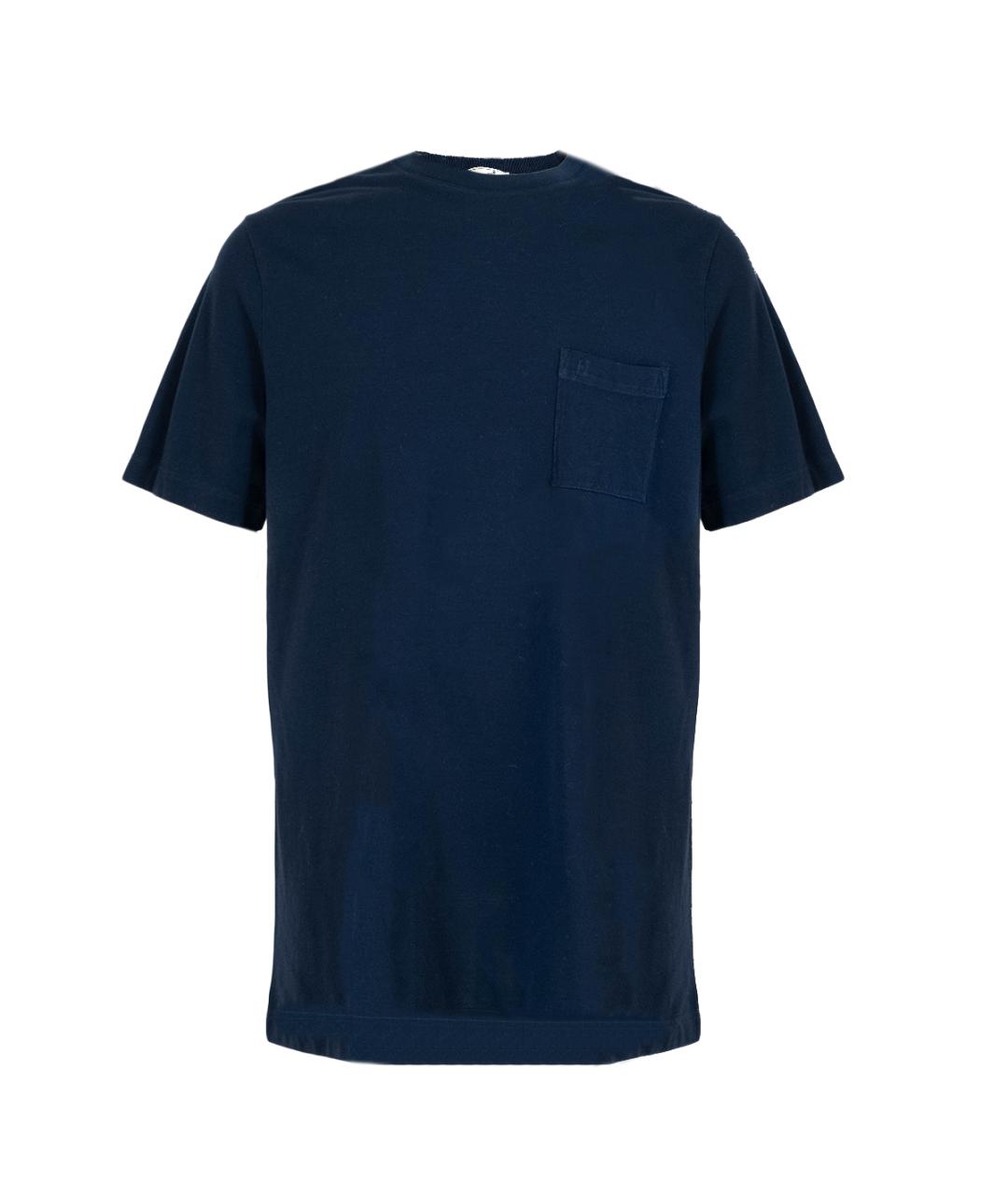 HERMES Темно-синяя хлопковая футболка, фото 1
