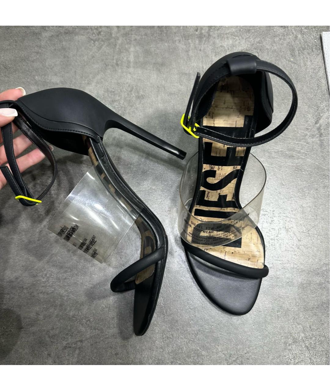 DIESEL Черные кожаные босоножки, фото 3