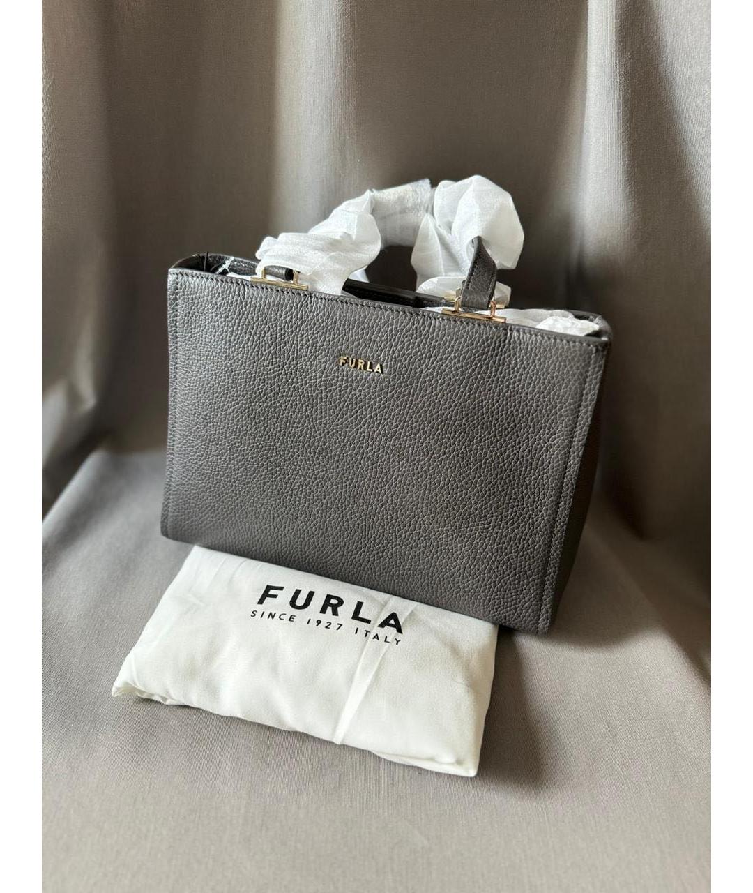 FURLA Антрацитовая кожаная сумка через плечо, фото 9